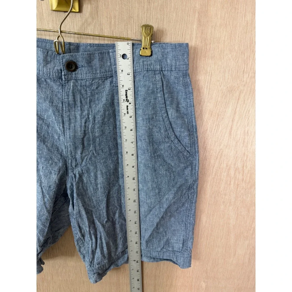St. Johns Bay Mens Blue Cotton Linen Blend Flat Front Shorts Size 32